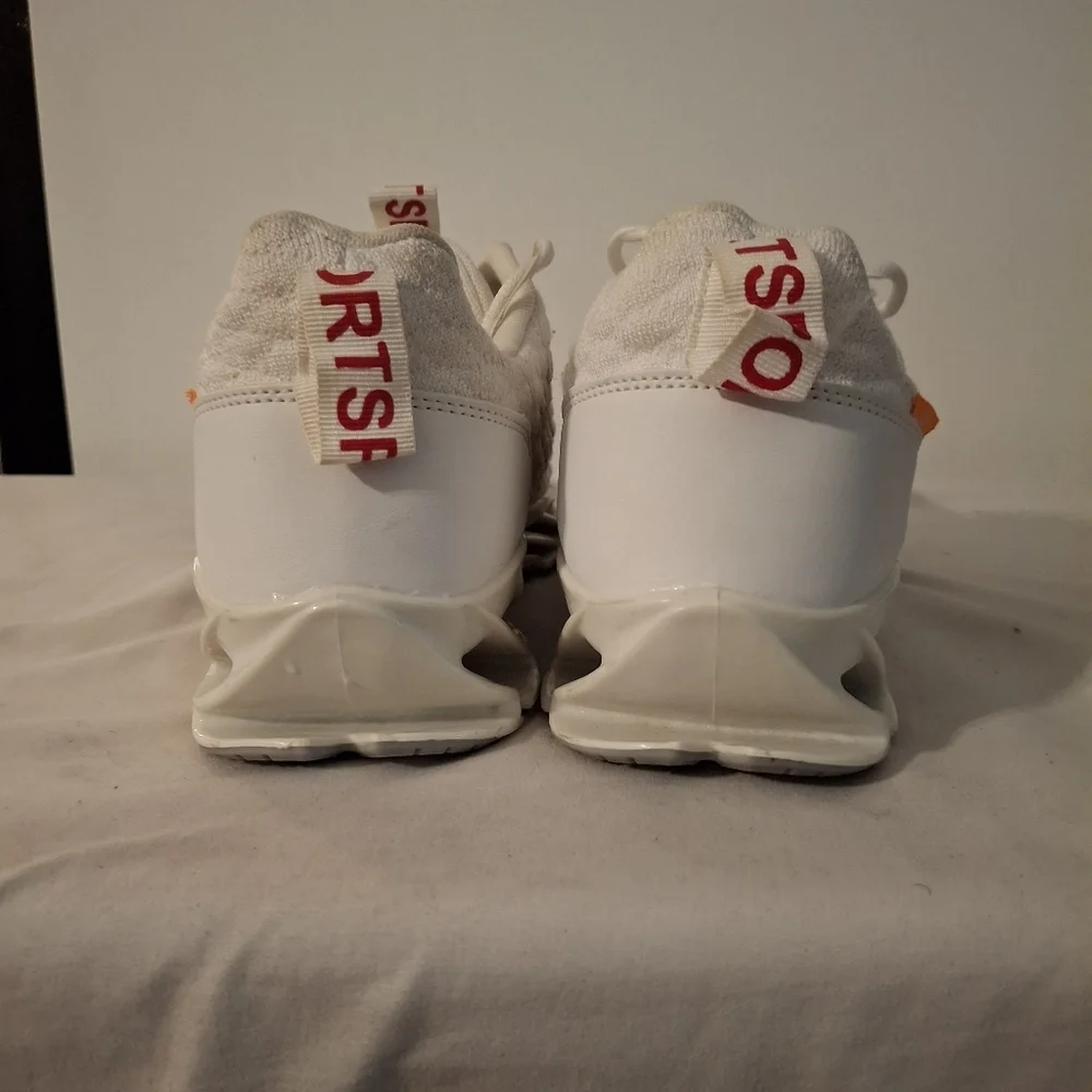 Sporty White With Red Lettering Men's Athletic Sneakers